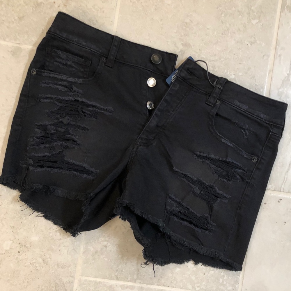 American Eagle Tomgirl Black Denim Shorts NWT